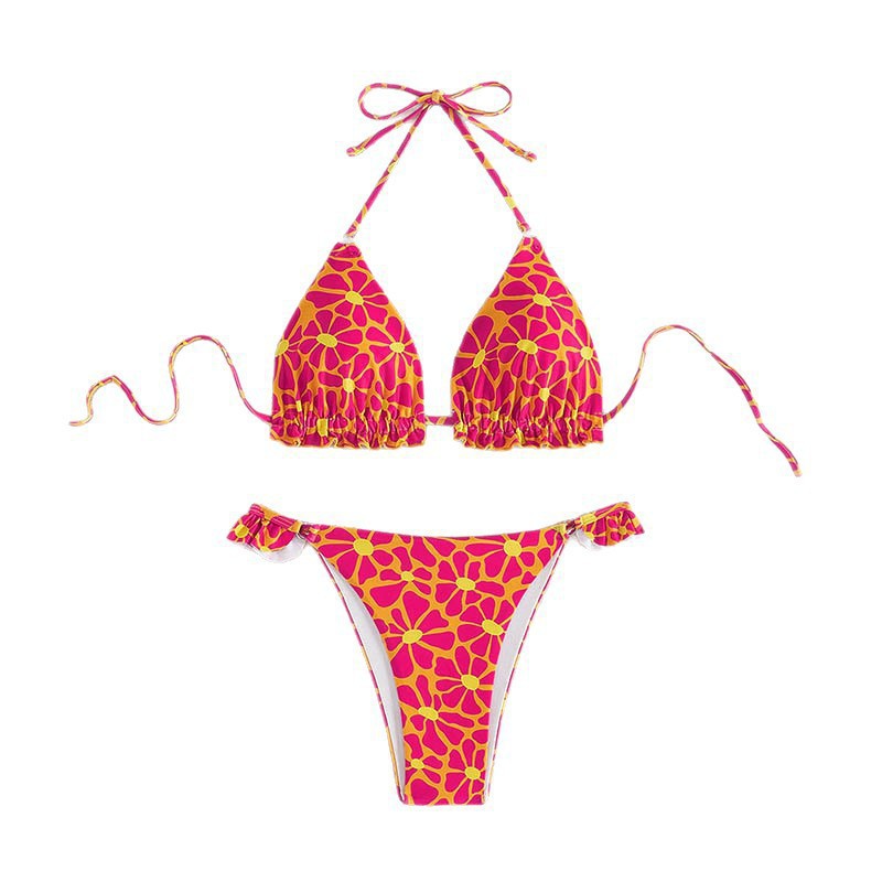 Ladies triangle bikini with playful flower design Mune Fashion