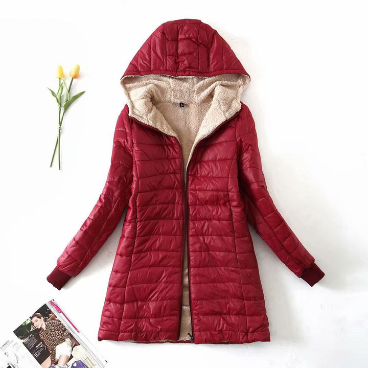 Women Tailored Quilted Coat with Teddy Lining and Hood Mune Fashion
