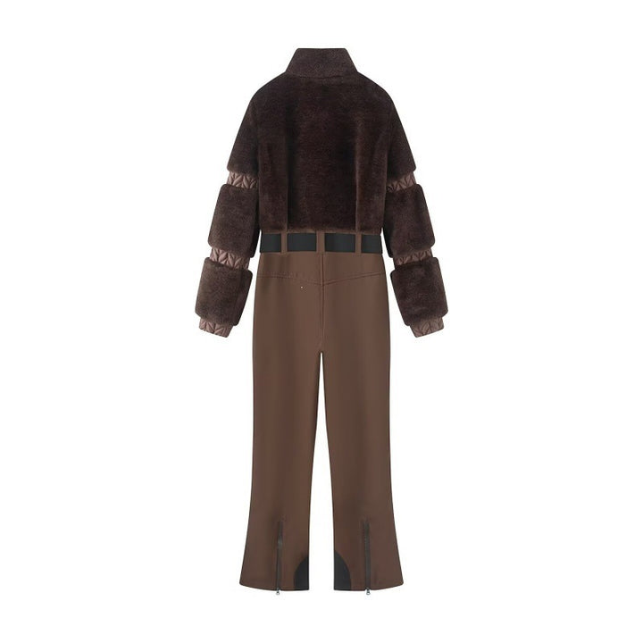 Women's Winter Utility Overall with Teddy Jacket, High Waist and Belt Mune Fashion