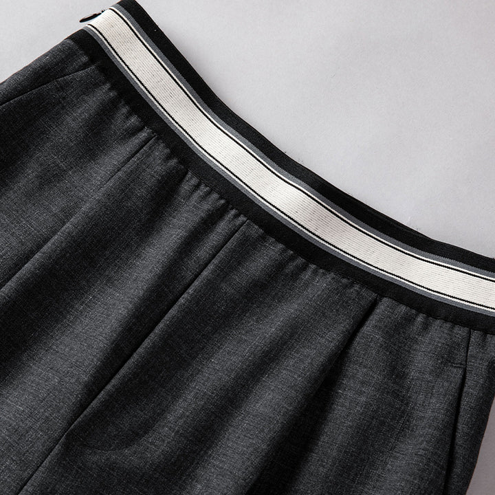 Women's wide suit pants with sporty elastic waistband and pleats Mune Fashion