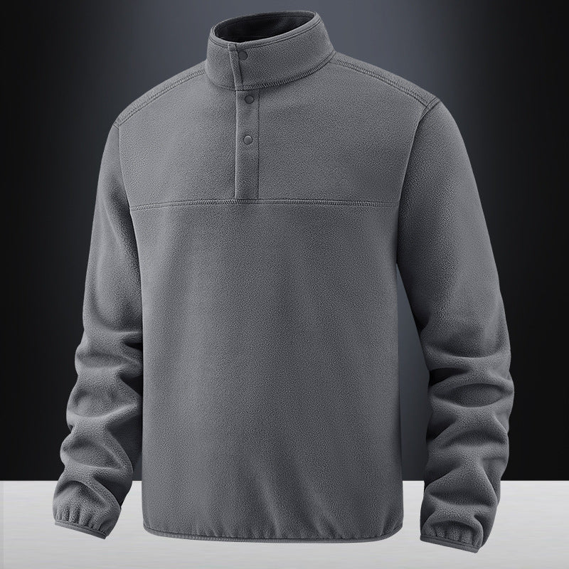 Men's fleece pullover with stand-up collar and button placket for warming mid-layer Mune Fashion