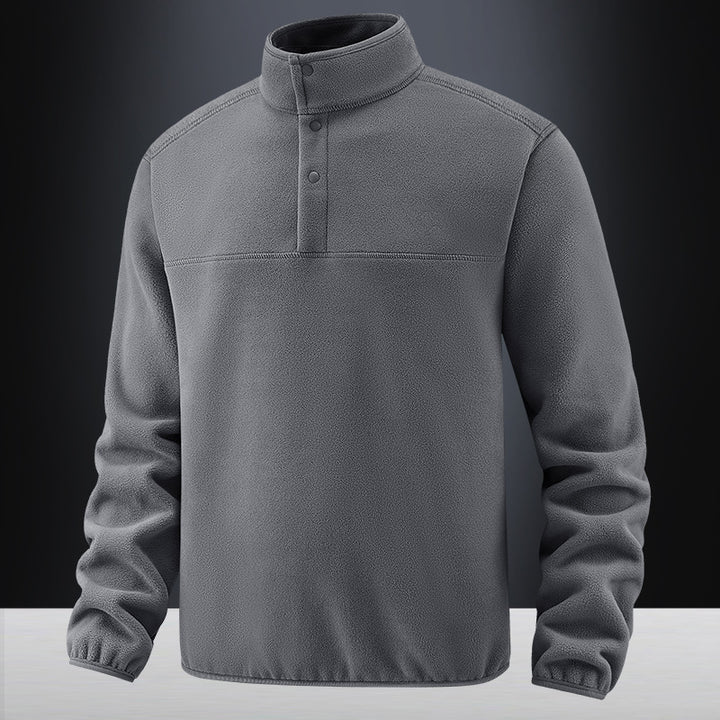 Men's fleece pullover with stand-up collar and button placket for warming mid-layer Mune Fashion