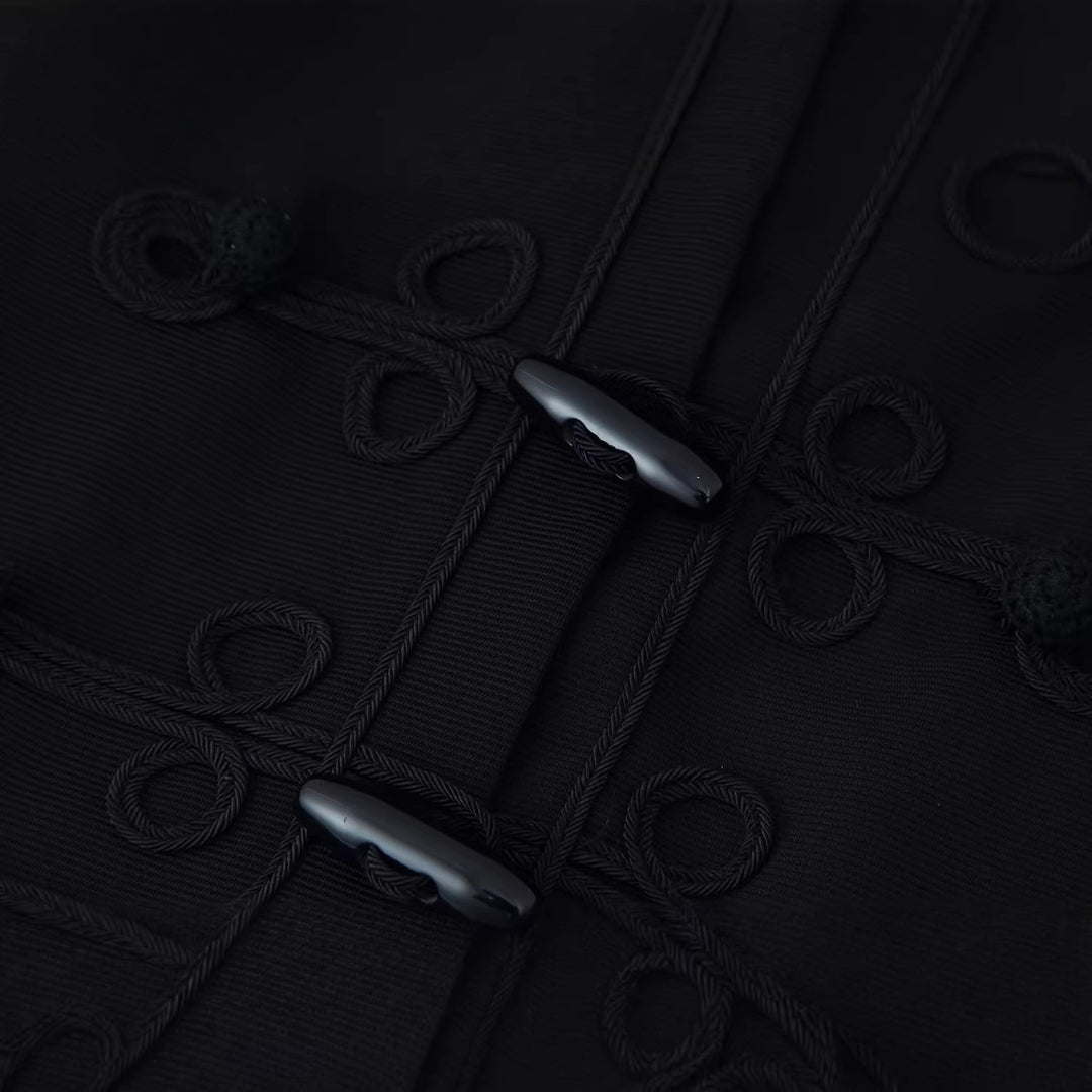 Women Short Jacket with Frog Closures and Stand-Up Collar Mune Fashion