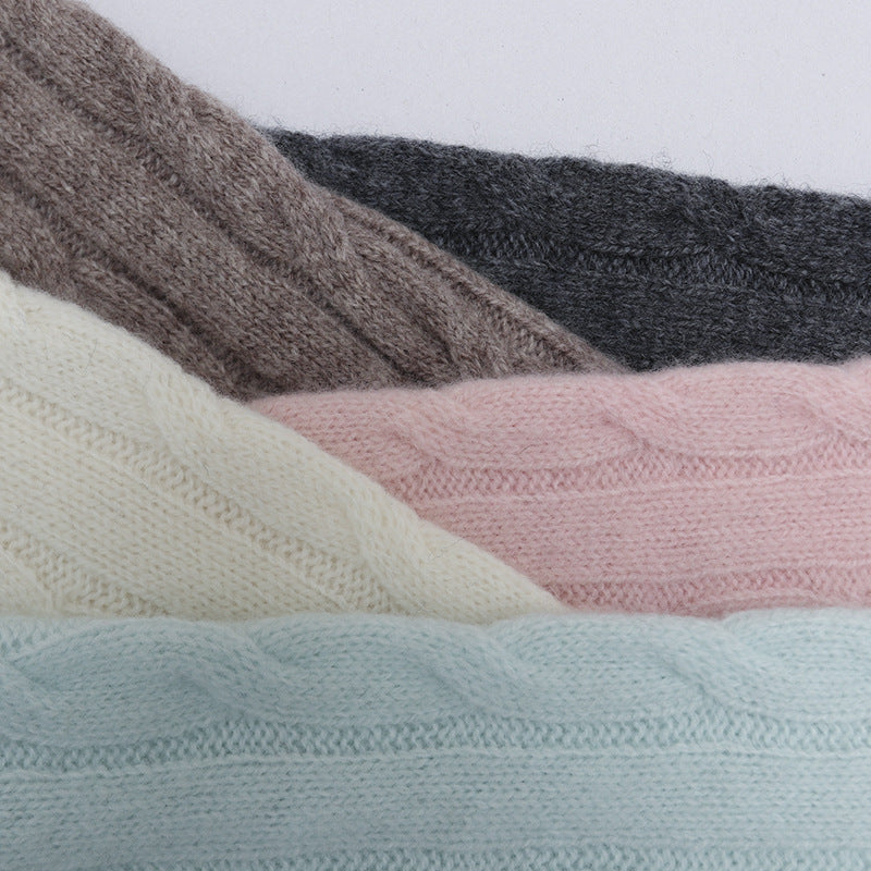 Women's fine cable knit sweater with round neckline and cashmere effect Mune Fashion