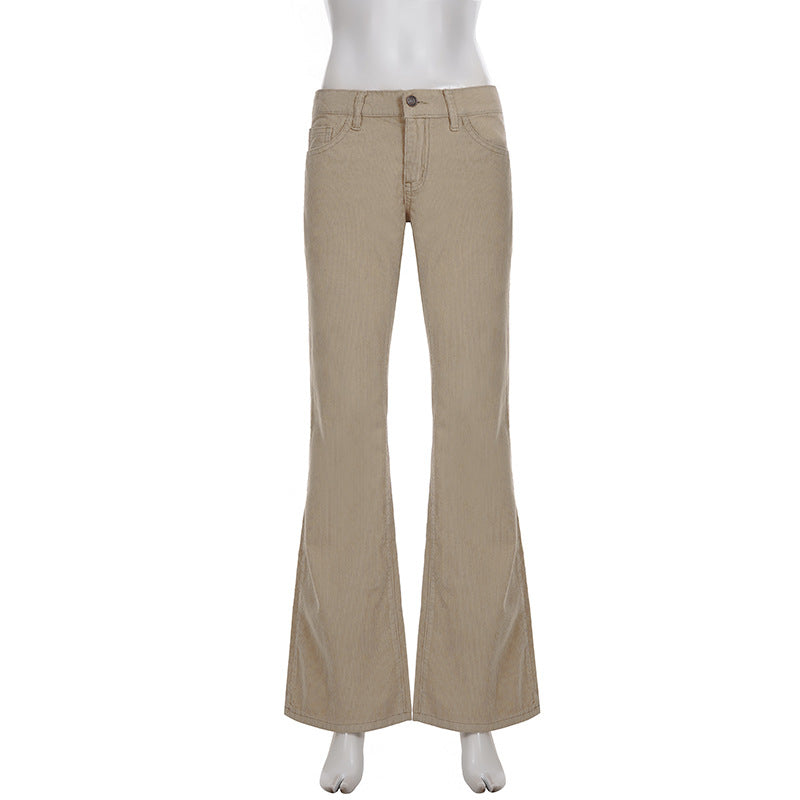 Women Nan Corduroy Flared Pants with High Waist, Shaping Seams and Wide Bootcut Mune Fashion