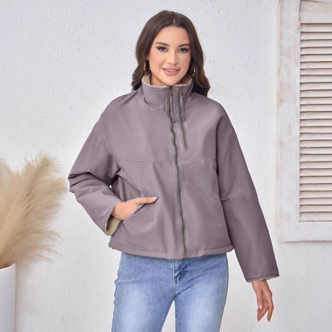 Women's lightweight padded transitional jacket with stand-up collar and teddy lining Mune Fashion