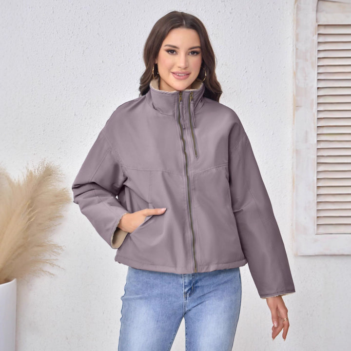 Women's lightweight padded transitional jacket with stand-up collar and teddy lining Mune Fashion