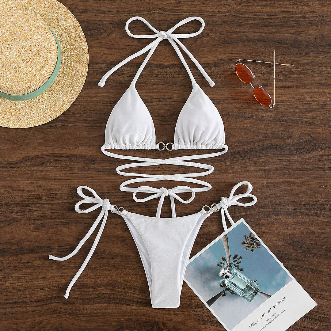 Women's triangle bikini with adjustable straps and luxurious velvet design Mune Fashion