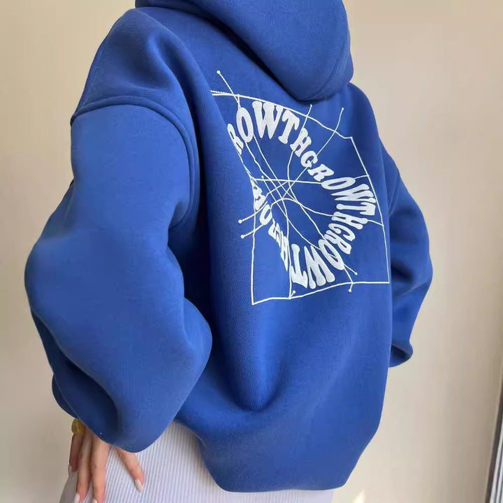 Ladies Oversize Hoodie with Graphic Print on the Back Mune Fashion
