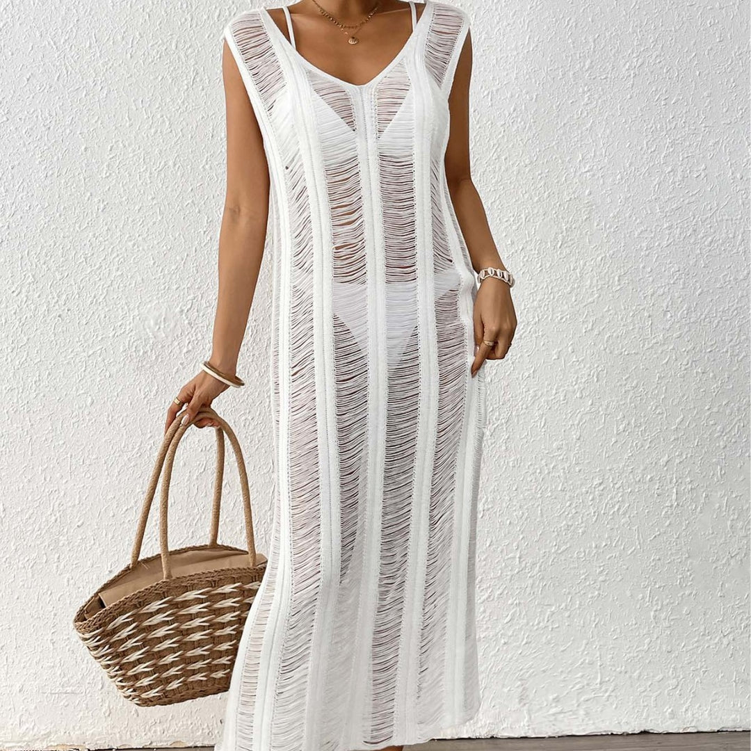 Women's airy beach cover-up with elegant fringes Mune Fashion