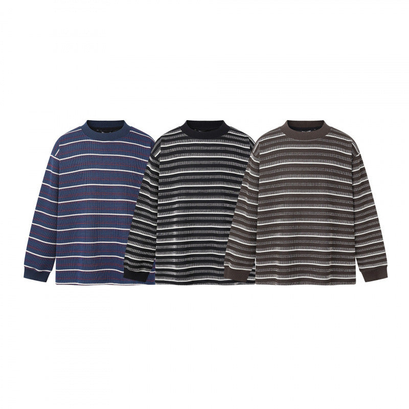 Unisex fine knit sweater in boxy cut with round neck and maritime stripes Mune Fashion