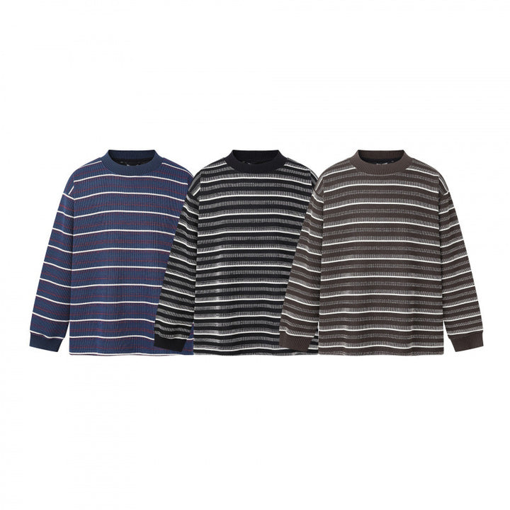 Unisex fine knit sweater in boxy cut with round neck and maritime stripes Mune Fashion