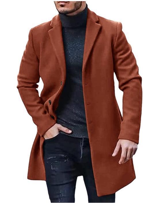 Men's medium-length wool blend coat with a slim silhouette and elegant button placket Mune Fashion