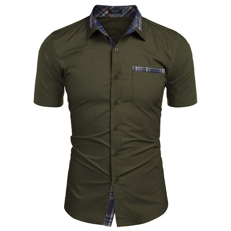 Men's Short-Sleeve Shirt with Classic Check Pattern and Modern Cut Mune