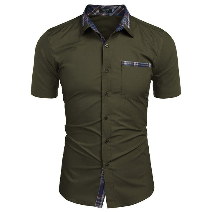 Men's Short-Sleeve Shirt with Classic Check Pattern and Modern Cut Mune