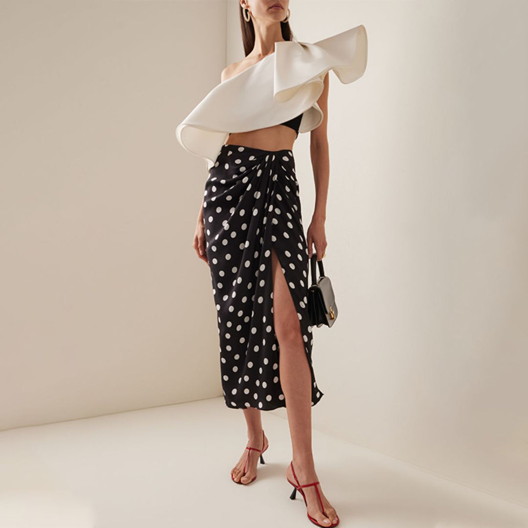 Women's swimsuit set with stylish wrap skirt and elegant ruffle top Mune Fashion