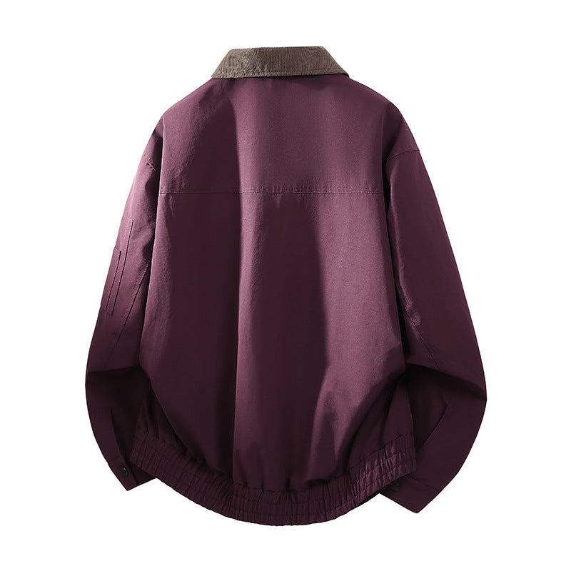 Men's Oversized Bomber Jacket in Worker Style with Cord Collar, Flap Pockets, and Elastic Hem Mune Fashion