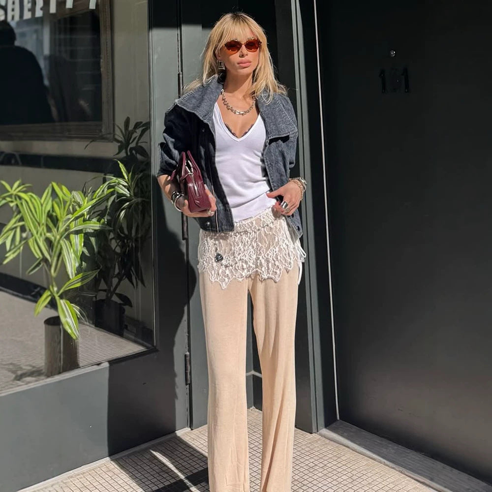 Ladies short-cut jeans jacket in stonewash look with oversized collar and zipper Mune Fashion