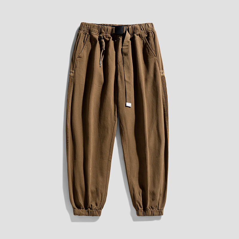 Men's Tailored Jogging Pants made of Cotton Blend with Elastic Waistband, Drawstring and Ribbed Side Inserts Mune Fashion