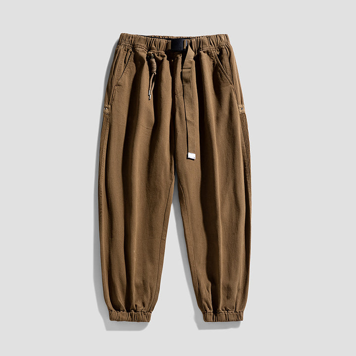 Men's Tailored Jogging Pants made of Cotton Blend with Elastic Waistband, Drawstring and Ribbed Side Inserts Mune Fashion