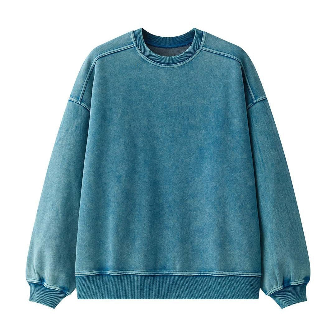 Women's Cotton Blend Relaxed Sweater with Washed Surface and Raglan Sleeves Mune Fashion