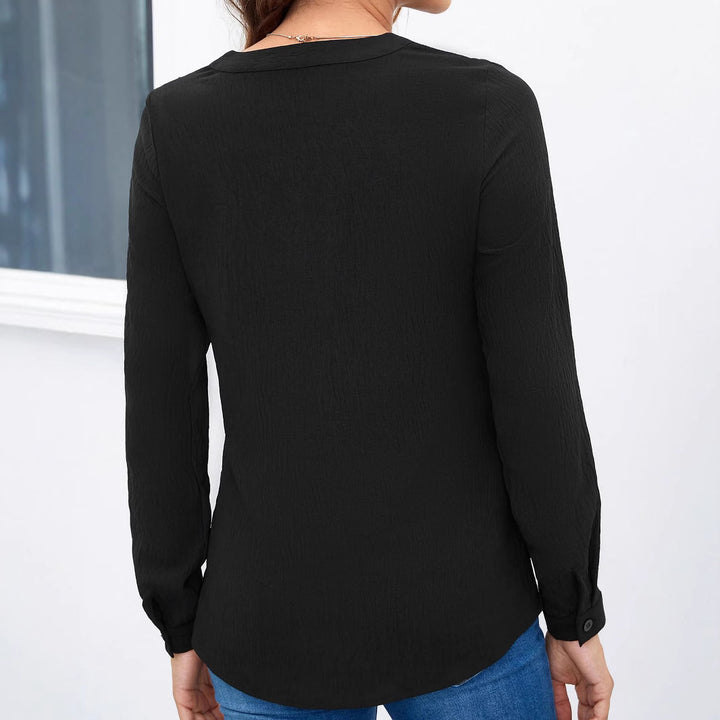 Ladies Fine Viscose Long Sleeve Blouse with Knife Pleats at the Top and Concealed Button Placket Mune Fashion