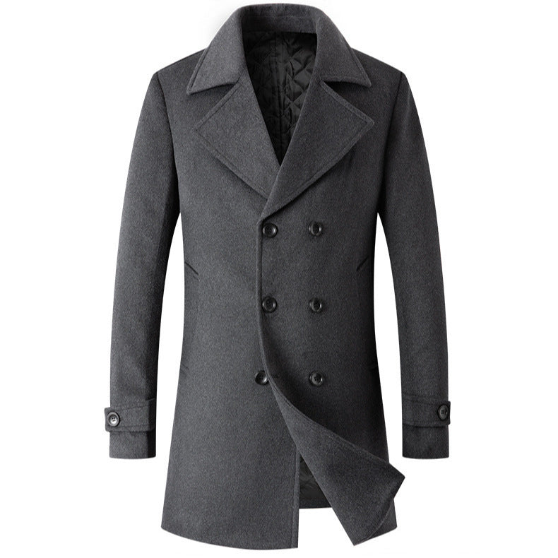 Men's Elegant Double-Breasted Coat with Tailored Fit and Quilted Lining Mune Fashion