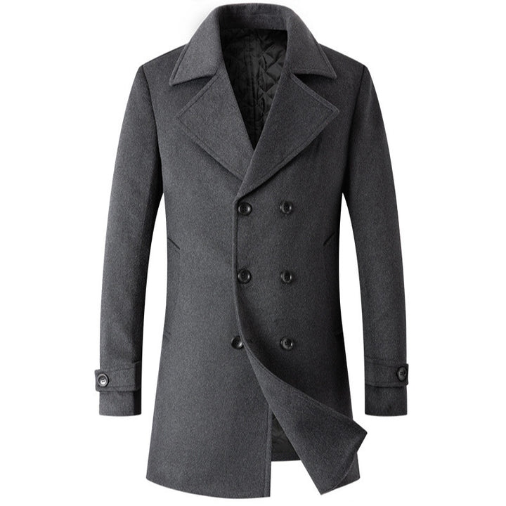Men's Elegant Double-Breasted Coat with Tailored Fit and Quilted Lining Mune Fashion