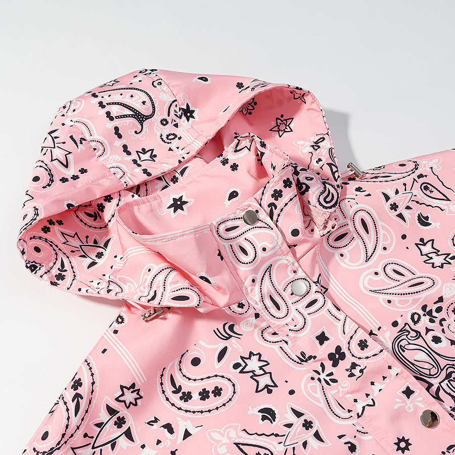 Women's Hooded Blouson with Bandana Print and Elastic Hem Mune Fashion