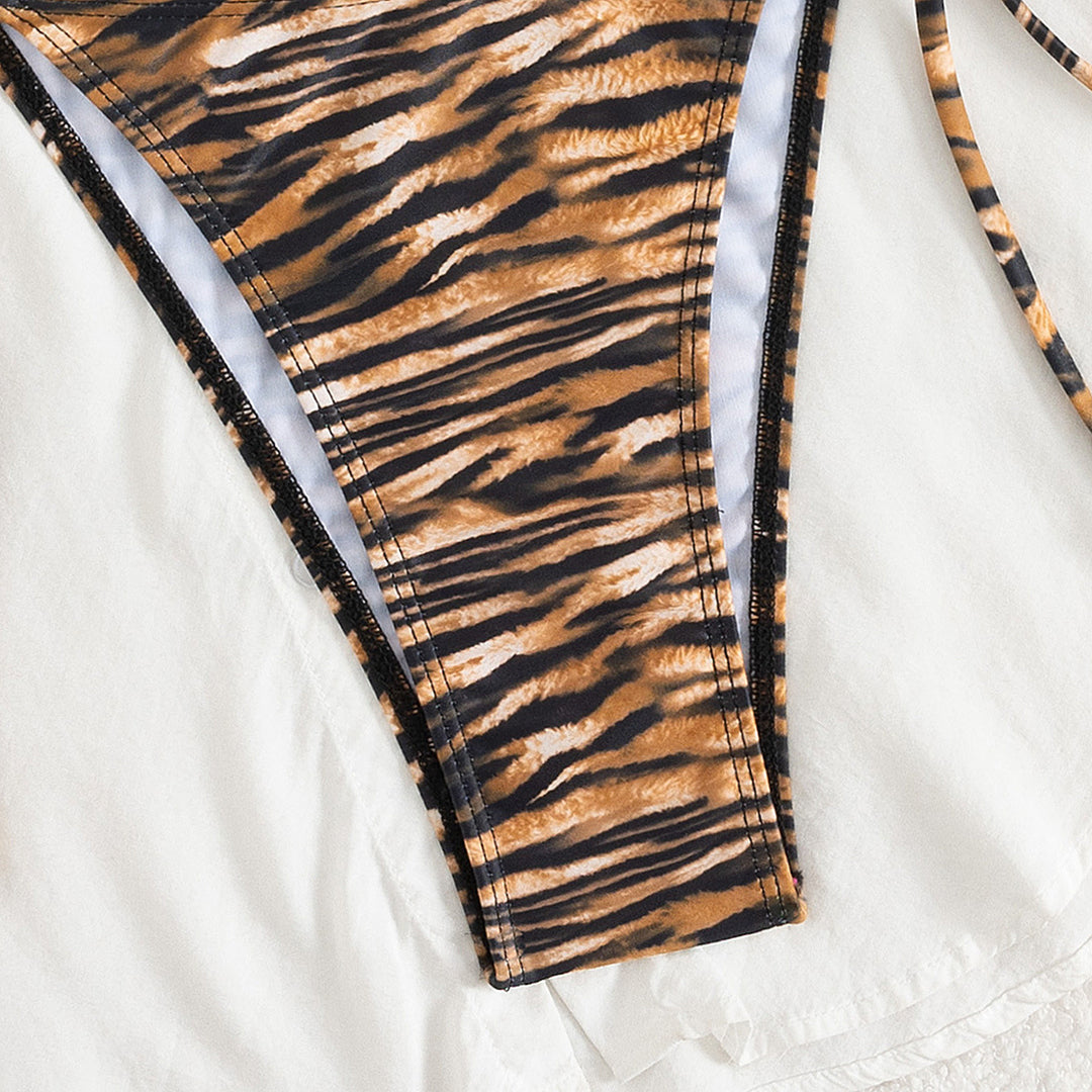 Women's triangle bikini with sophisticated animal print details Mune Fashion