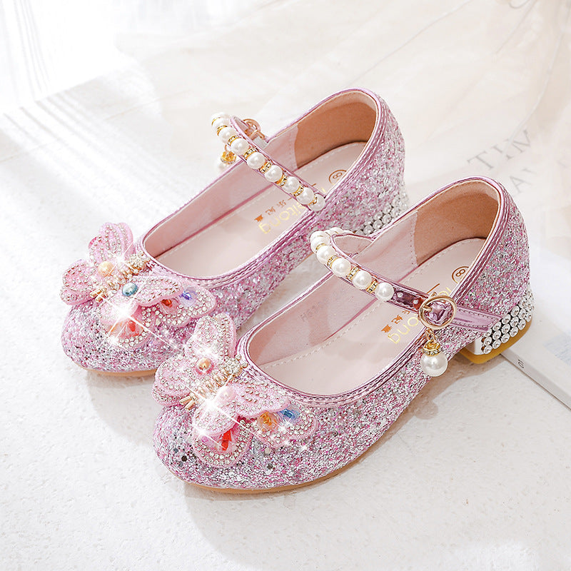 Girls' ballerinas with sparkling butterfly appliqués and pearl embellishments Mune Fashion