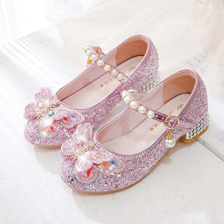 Girls' ballerinas with sparkling butterfly appliqués and pearl embellishments Mune Fashion