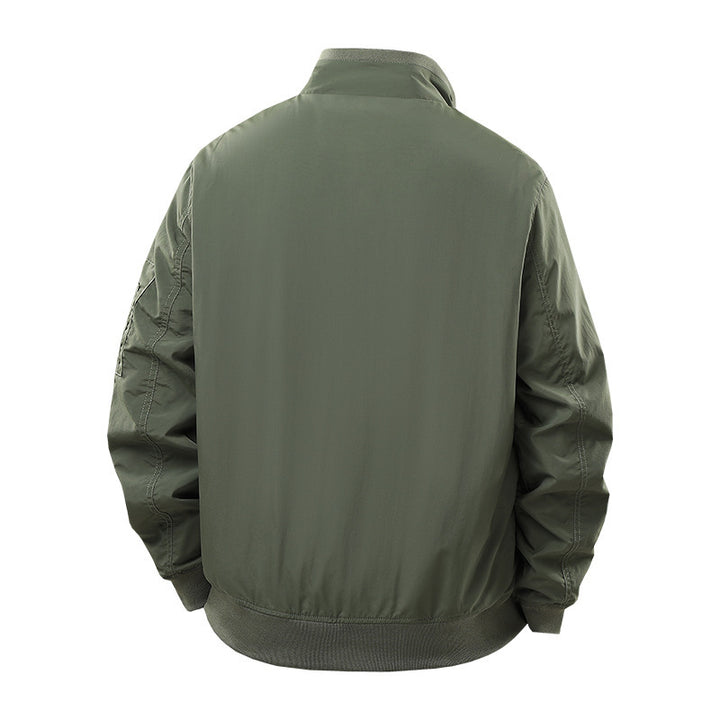 Men's Wind and Water Resistant Urban Bomber Jacket with Stand Collar and Multiple Pockets Mune Fashion
