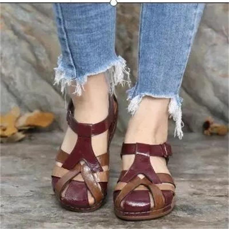 Women Braided Closed Comfort Sandals with Adjustable Ankle Strap Mune Fashion