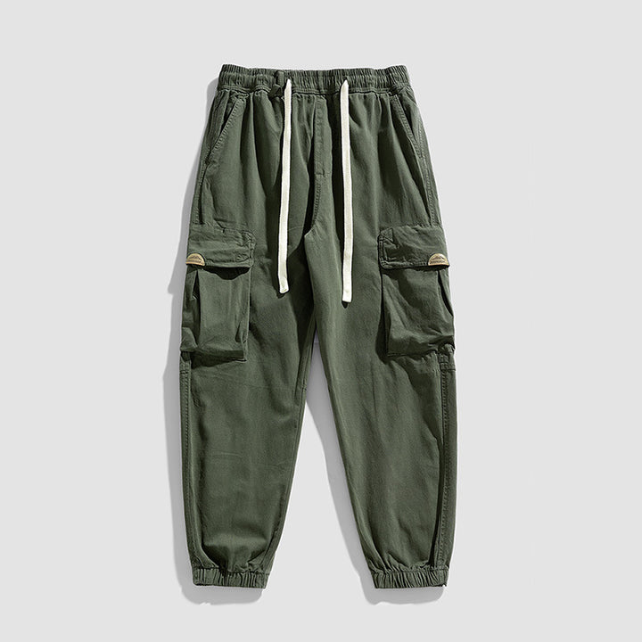 Herren Cargo-Jogger im Military-Style aus Baumwoll-Twill mit Tunnelzugbund und Mehrfachklappentaschen Mune Fashion