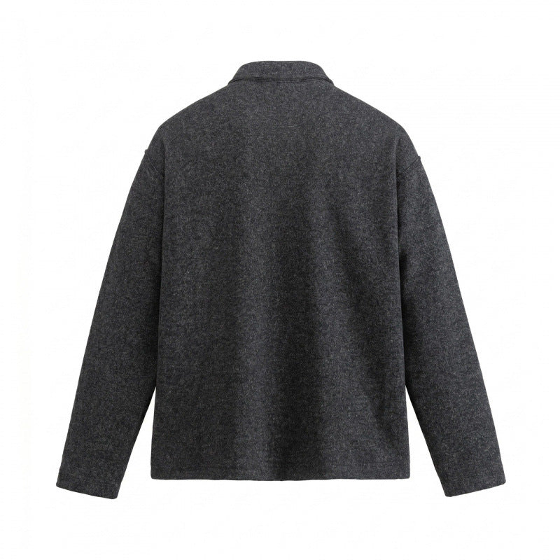Unisex Boxy Polo Sweater made of wool blend with Henley button placket and straight hem Mune Fashion