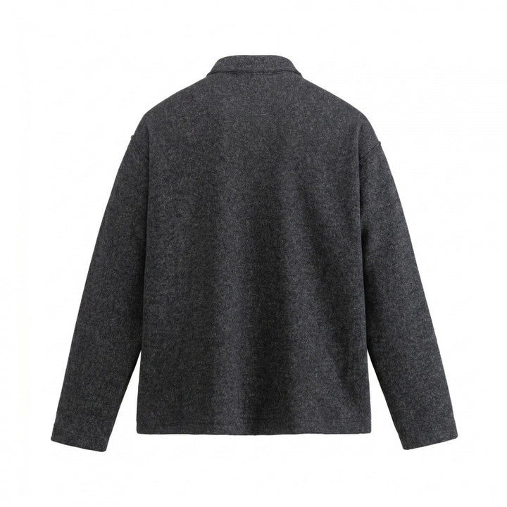 Unisex Boxy Polo Sweater made of wool blend with Henley button placket and straight hem Mune Fashion