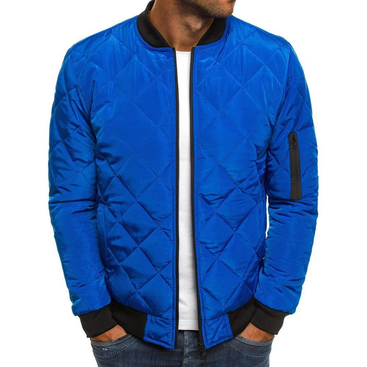 Men's lightweight quilted blouson jacket with diamond stitching, elastic ribbed cuffs, and sleeve zip pocket Mune Fashion
