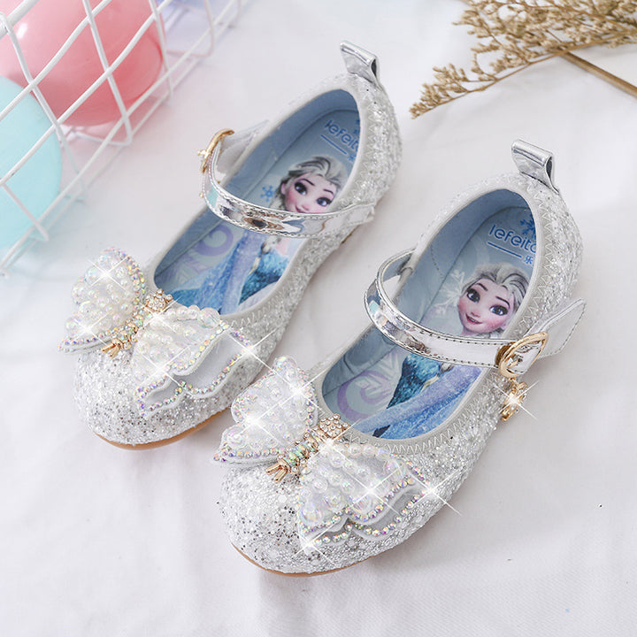 Girls Glittering Ballerinas with Bow Applications Mune Fashion