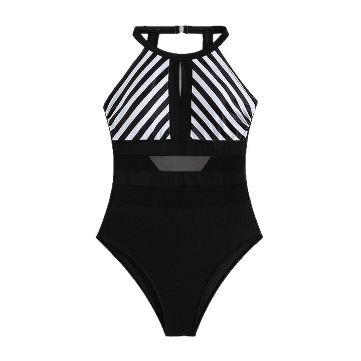 Ladies Sports One-Piece Swimsuit with Mesh Details Mune Fashion