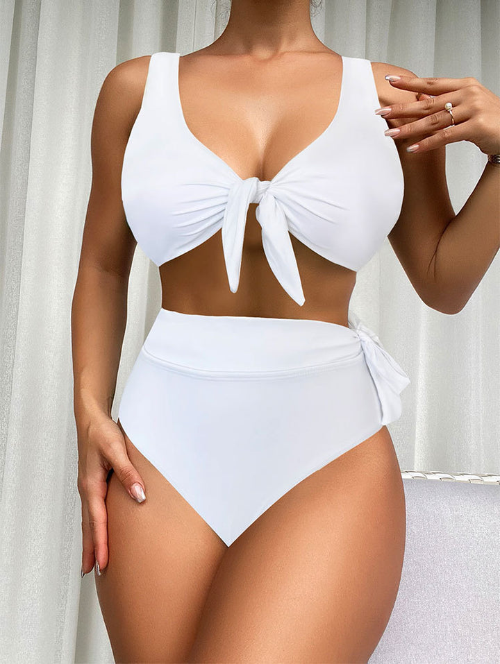 Ladies High-Waisted Bikini with Tieable Crop Top Mune Fashion