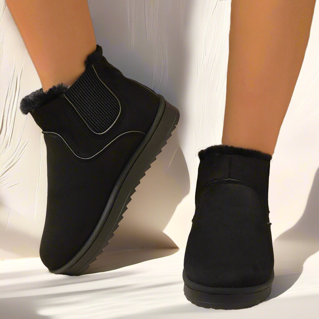 Women's Insulated Chelsea Winter Booties with Elastic Insert and Teddy Fur Lining Mune Fashion