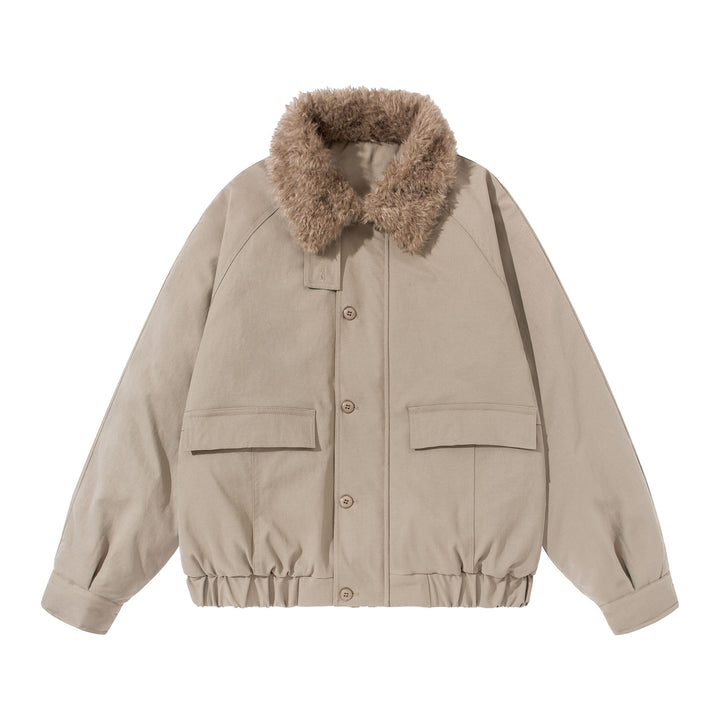 Unisex Boxy Isolation Blouson with removable faux fur shawl collar and cargo pockets Mune Fashion