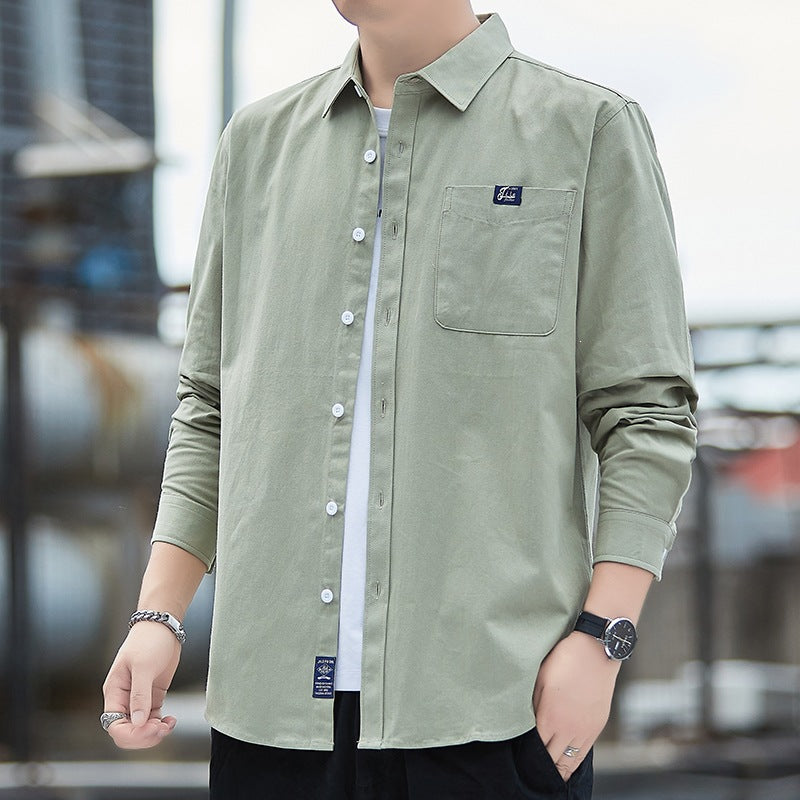 Men's Cotton Overshirt in Casual Look with Chest Pocket & Shirt Collar Mune Fashion