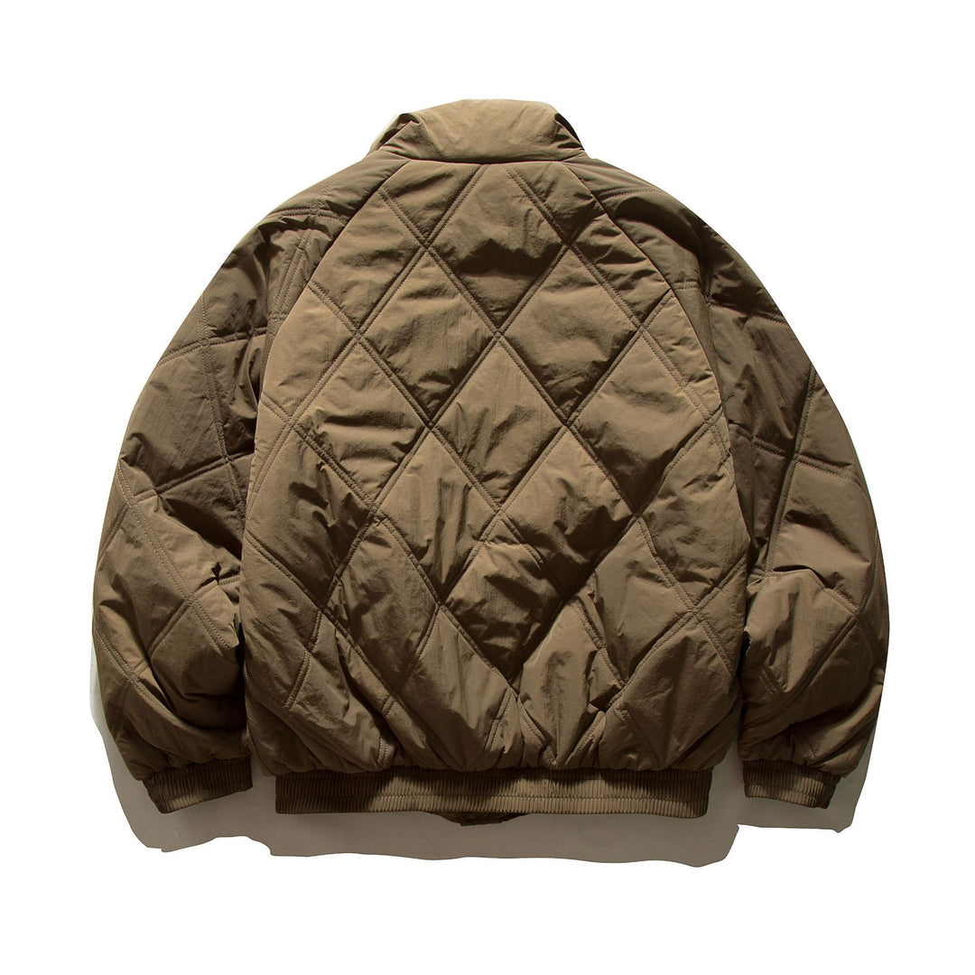 Unisex Boxy Padded Blouson with Diamond Quilting and High Funnel Collar Mune Fashion