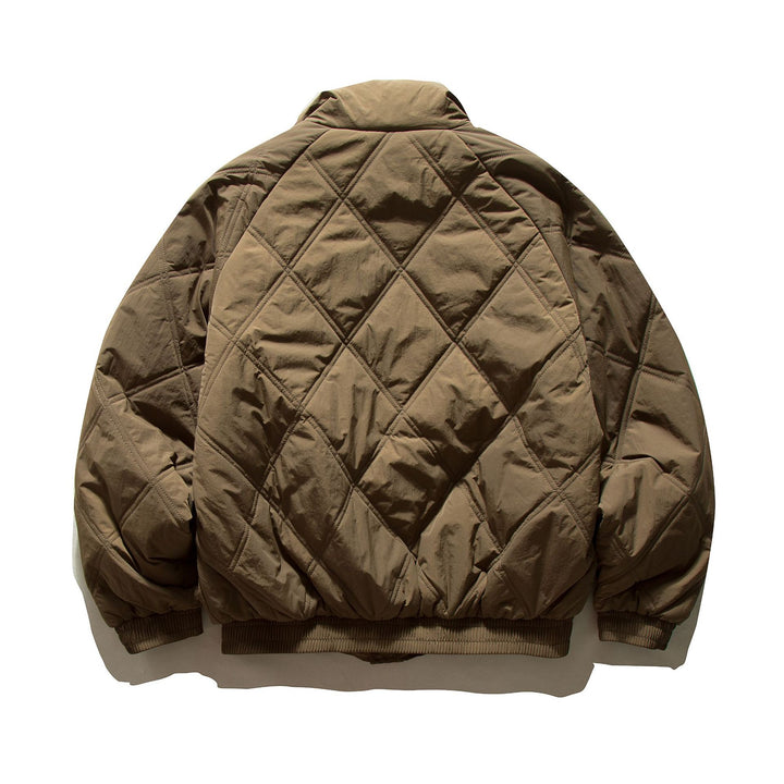 Unisex Boxy Padded Blouson with Diamond Quilting and High Funnel Collar Mune Fashion