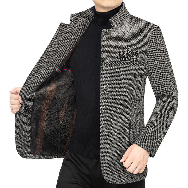 Men's wool coat with teddy lining, stand-up collar and slim silhouette Mune Fashion