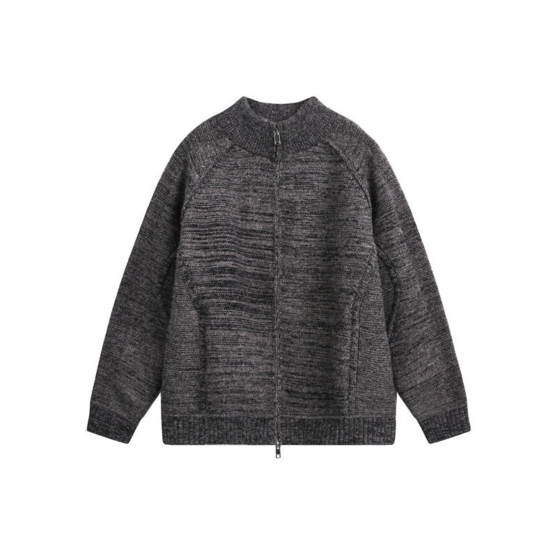 Unisex Knit Zip Jacket with Stand-up Collar, Raglan Sleeves and Ribbed Cuffs Mune Fashion