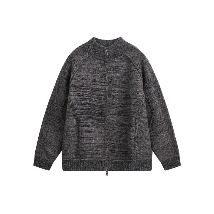 Unisex Knit Zip Jacket with Stand-up Collar, Raglan Sleeves and Ribbed Cuffs Mune Fashion