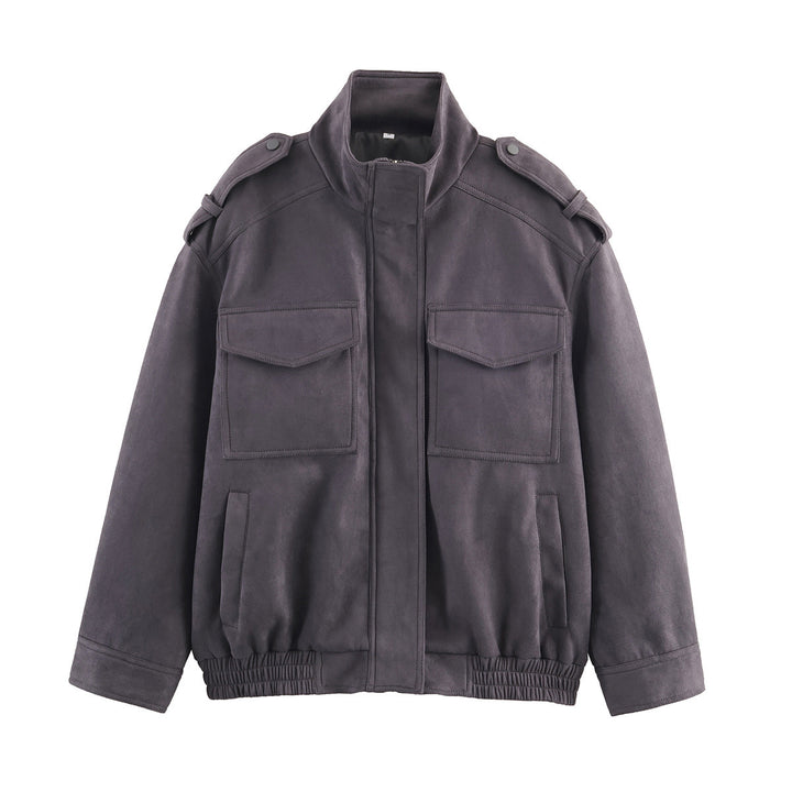 Women's field jacket with stand-up collar, shoulder flaps and elastic hem Mune Fashion